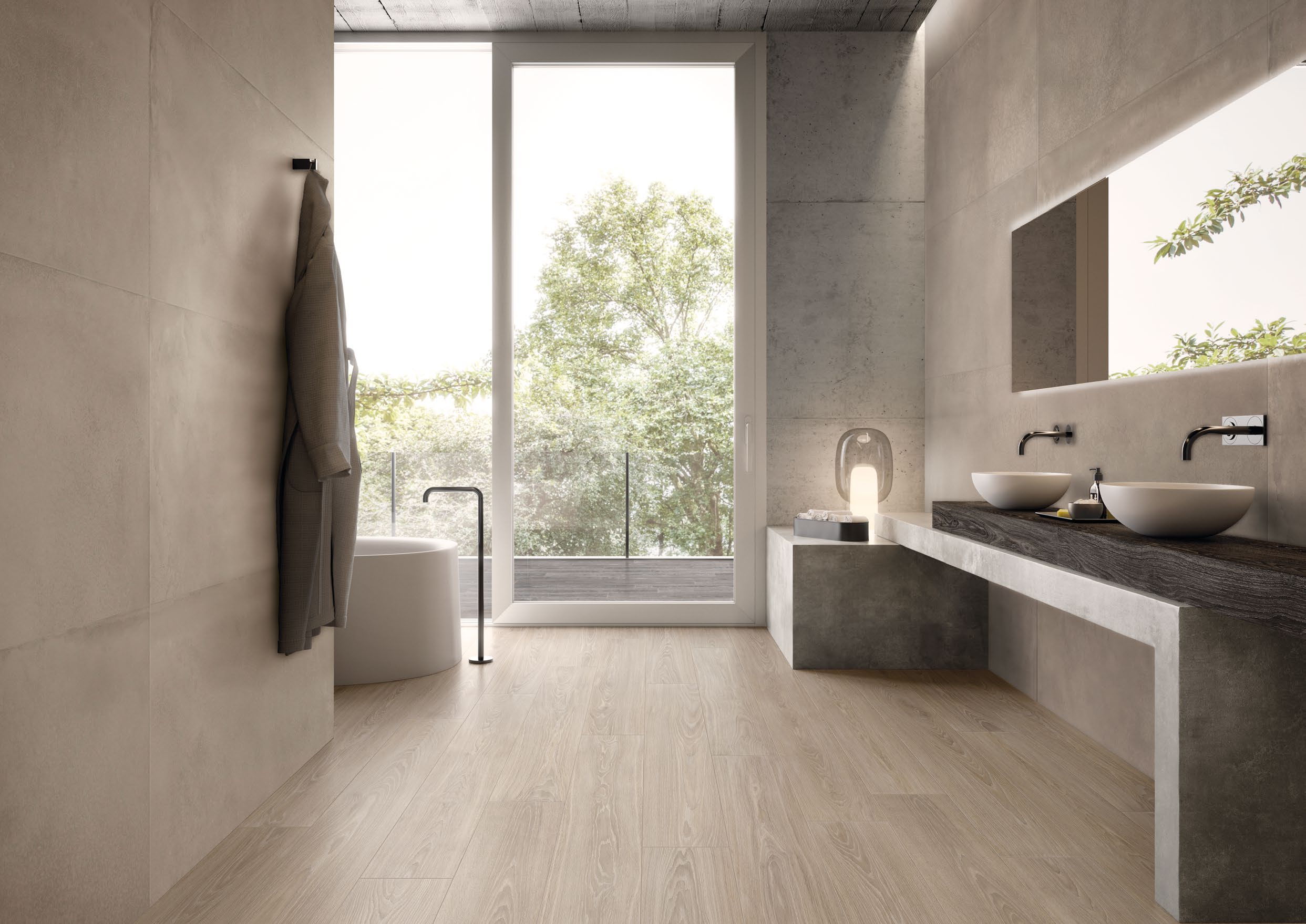 Wood floor and Stone finish